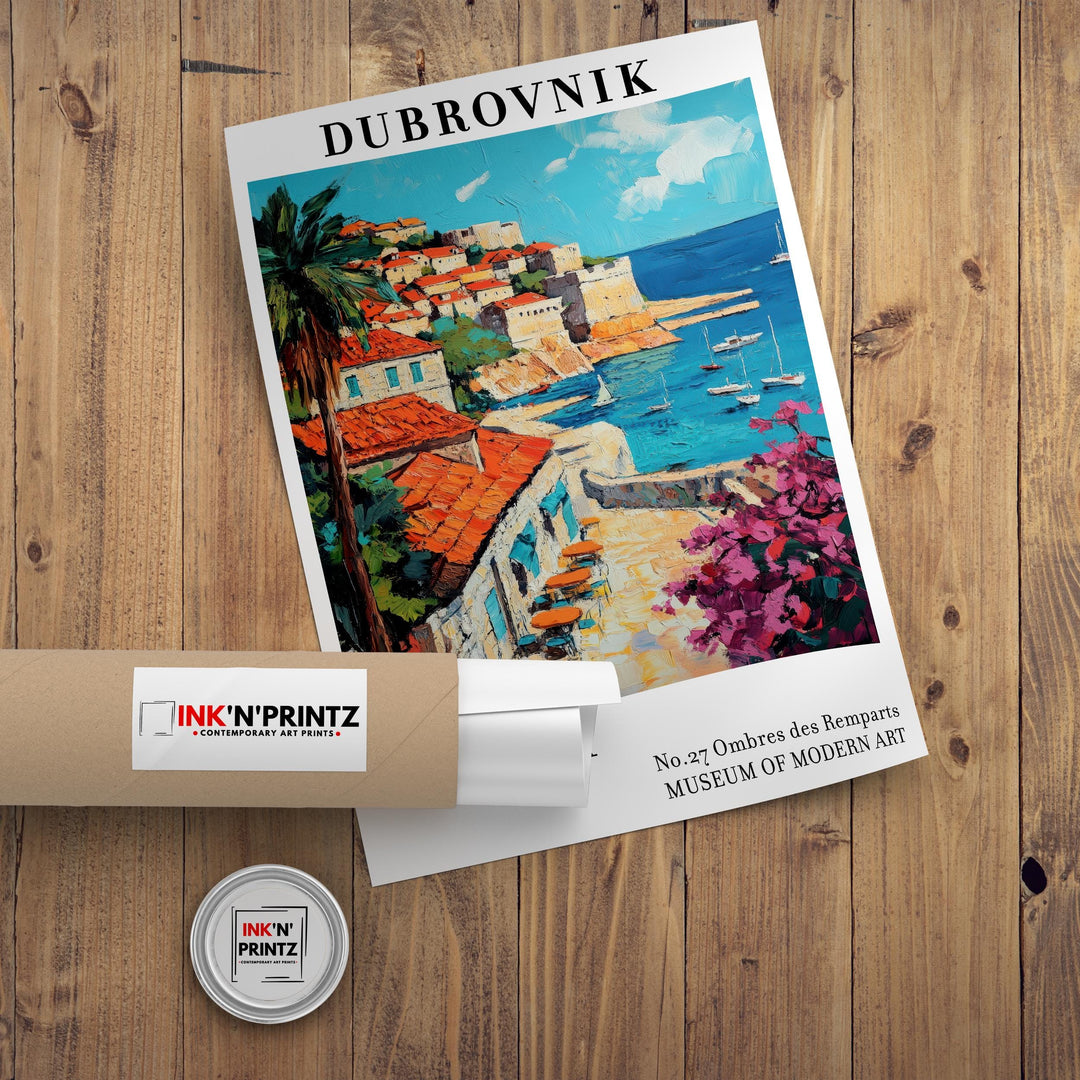 Dubrovnik Croatia Travel Poster – Historic Coastal Wall Art, Adriatic Seascape Decor & Travel Lover Gift