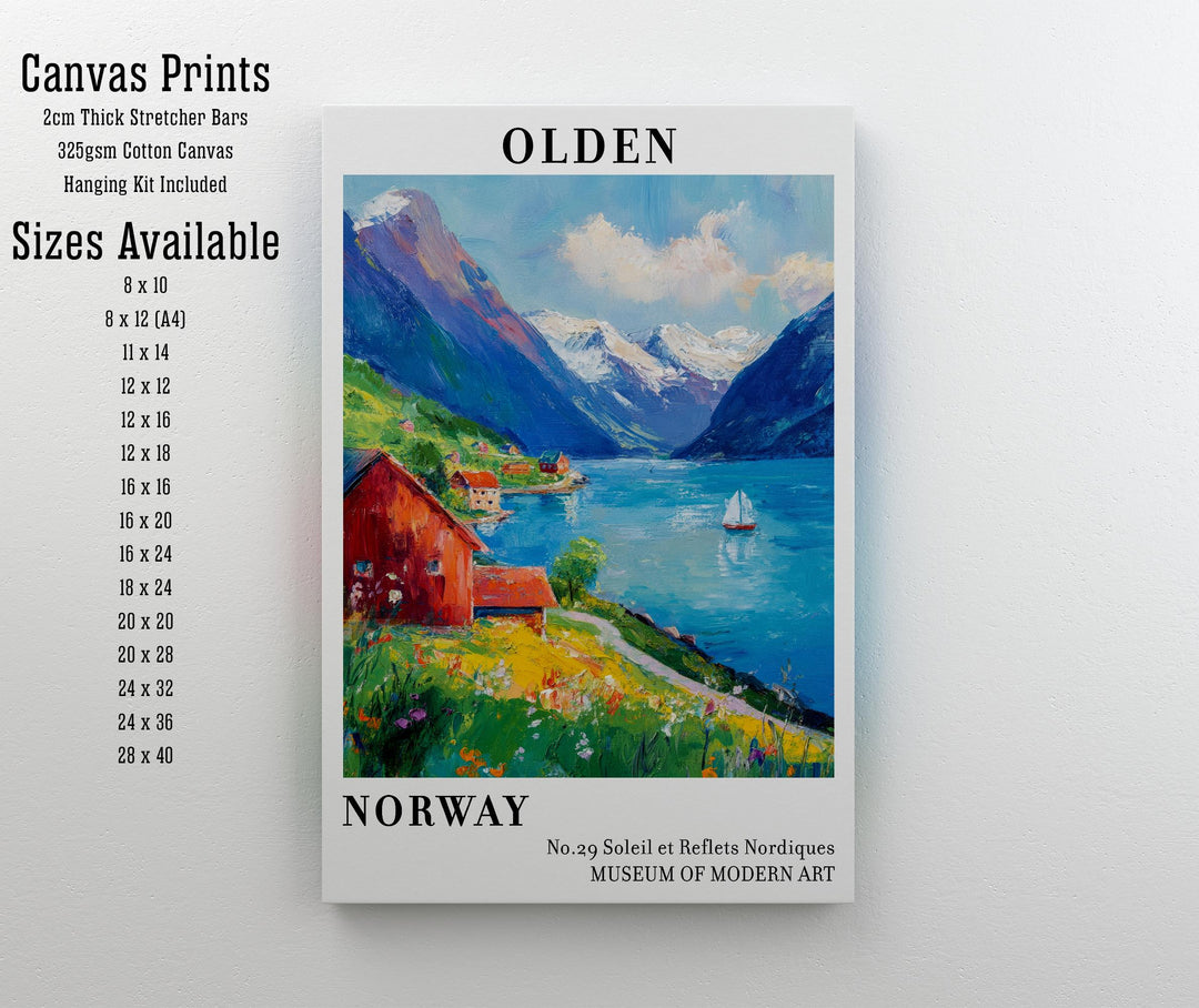 Olden Norway Travel Poster Wall Decor Wall Art Olden Landscape Wall Hanging Home Décor Norwegian Fjords Gift Art Lovers Scenic Print