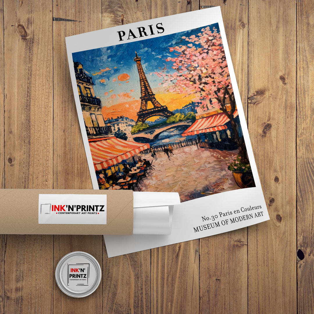 Paris France Travel Poster – Iconic Cityscape Wall Art, Eiffel Tower Decor & Travel Lover Gift