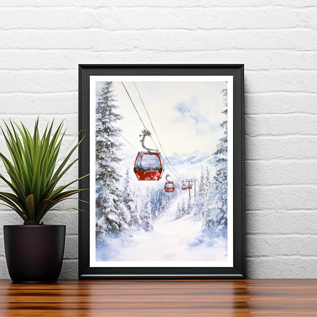 Aspen Colorado Watercolor Travel Poster – Mountain Landscape Wall Art, Ski Resort Decor & Nature Lover Gift