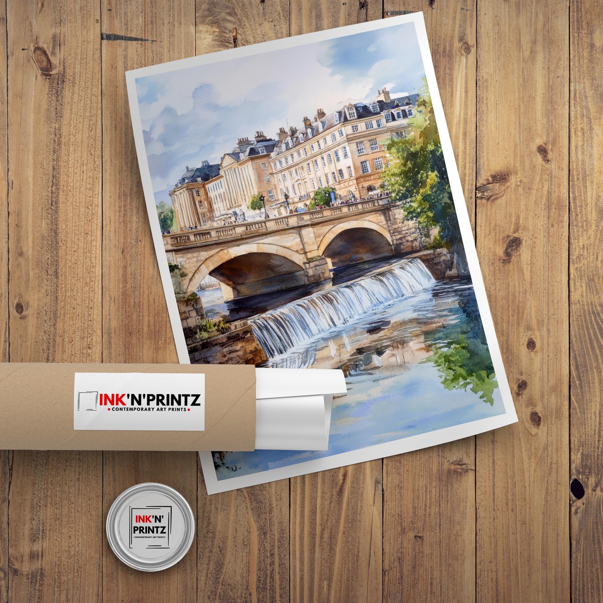 Bath England Watercolor Travel Poster