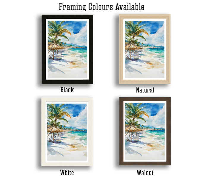 Cozumel Mexico Watercolor Travel Poster – Tropical Seascape Wall Art, Island Home Decor & Nature Lover Gift