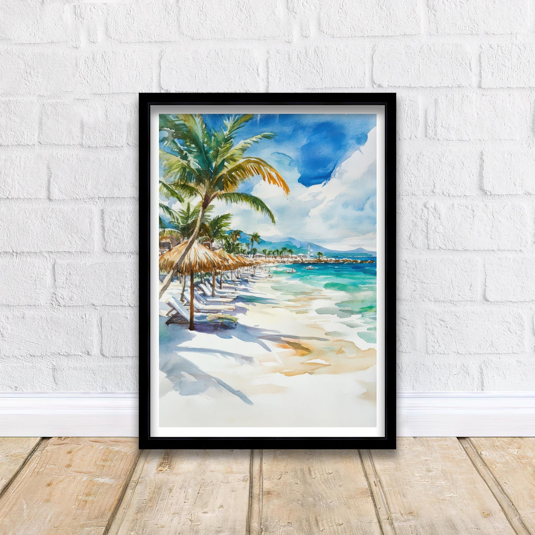 Cozumel Mexico Watercolor Travel Print Wall Decor Wall Art Cozumel Landscape Wall Hanging Home Décor Mexican Coast Gift Art Lovers Scenic