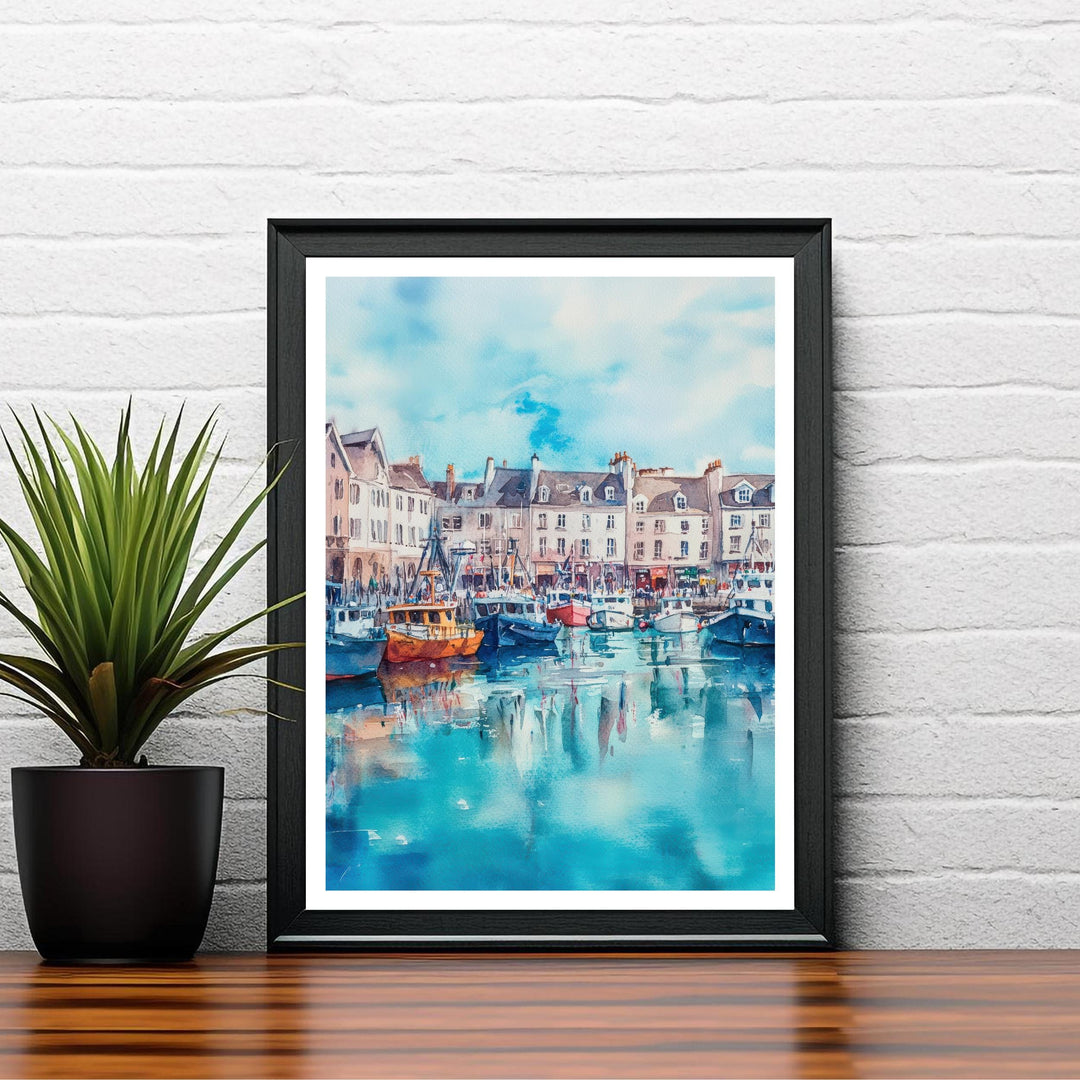 St. Peter Port Guernsey Watercolor Travel Print Wall Decor Wall Art St. Peter Port Landscape Wall Hanging Home Décor Channel Islands Gift