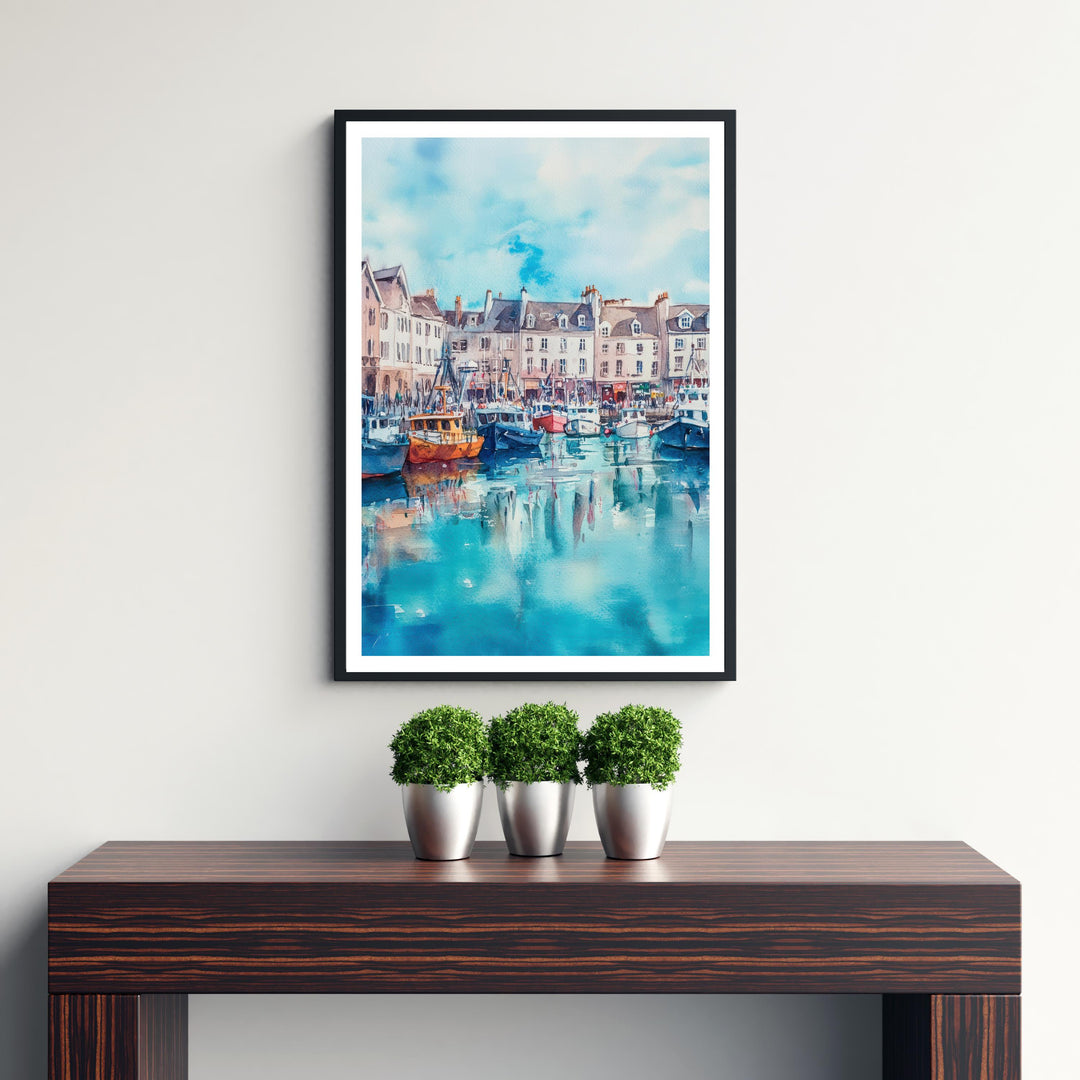 St. Peter Port Guernsey Watercolor Travel Print Wall Decor Wall Art St. Peter Port Landscape Wall Hanging Home Décor Channel Islands Gift