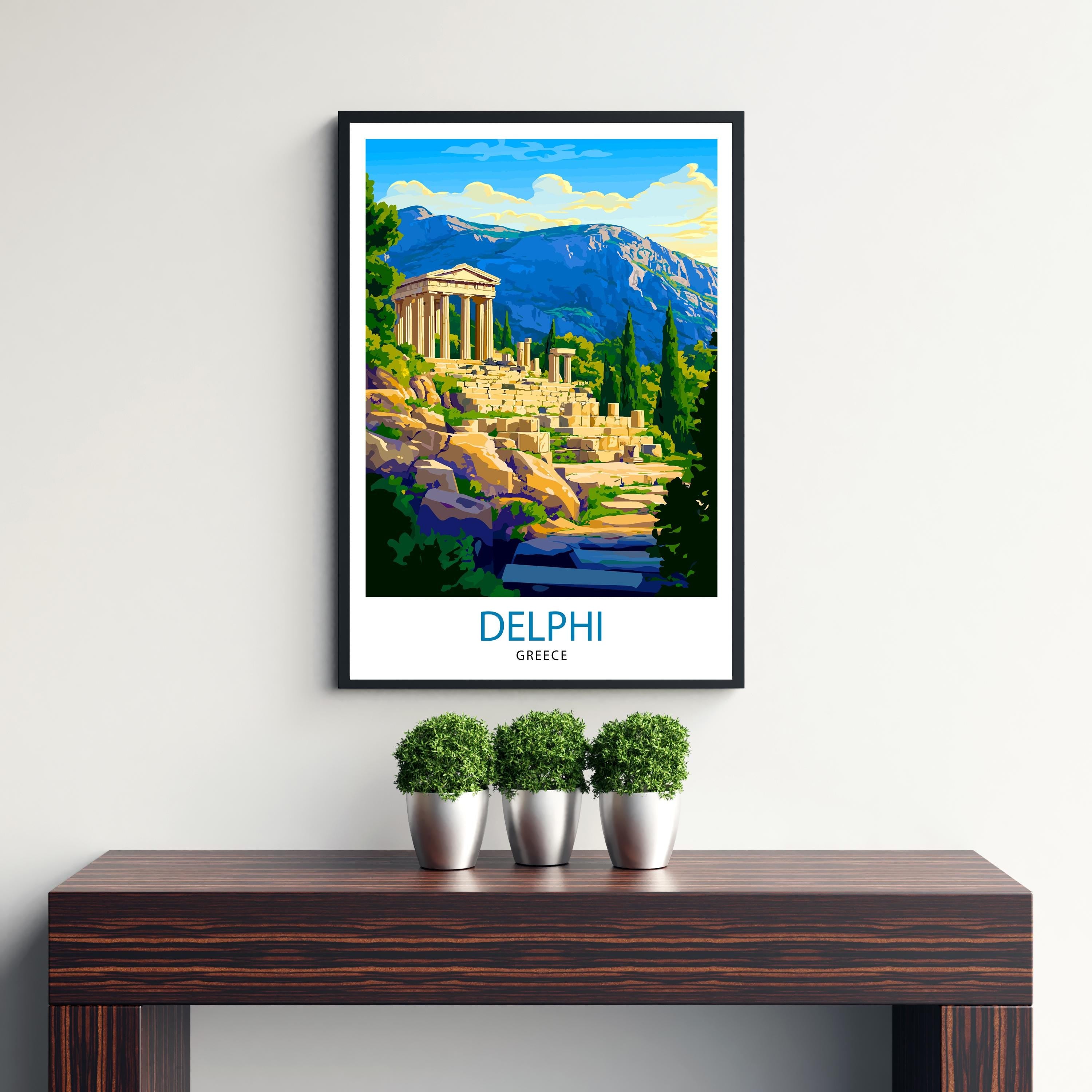 Delphi Greece Travel Poster Wall Art Ancient Ruins Delphi Print Greek Mythology Art Scenic Views Nature Lover Gift Greek Heritage