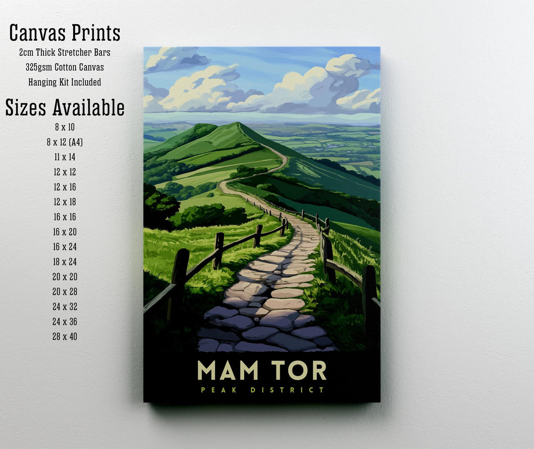 Mam Tor Travel Poster Wall Art Mam Tor Print Peak District Wall Decor Mam Tor Gift Nature Lovers UK Hiking Art