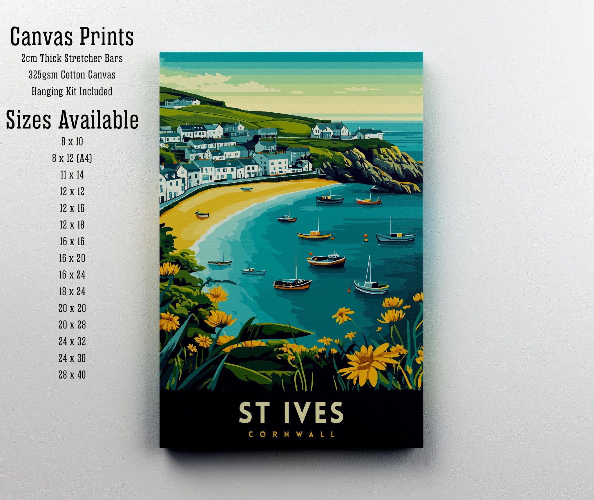 St. Ives Cornwall Travel Poster Wall Art St. Ives Poster Cornwall Coastal Art St. Ives Gift Nature Lovers UK Beach Art