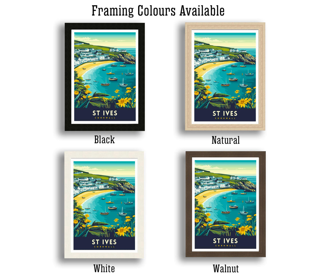 St. Ives Cornwall Travel Poster Wall Art St. Ives Print Cornwall Coastal Art St. Ives Gift Nature Lovers UK Beach Art