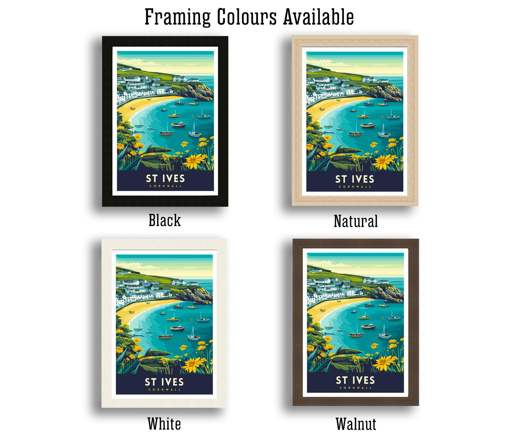 St. Ives Cornwall Travel Poster Wall Art St. Ives Poster Cornwall Coastal Art St. Ives Gift Nature Lovers UK Beach Art