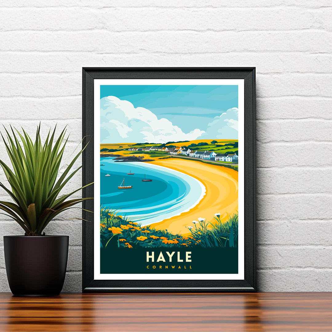 Hayle Cornwall Travel Poster – Coastal Wall Art