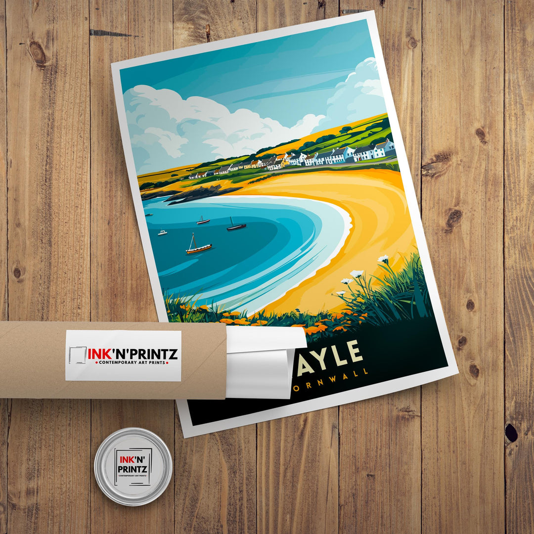 Hayle Cornwall Travel Poster – Coastal Wall Art