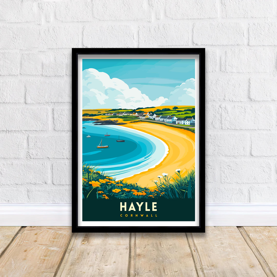 Hayle Cornwall Travel Print Cornwall Wall Decor Cornwall Home Living Decor Cornwall Illustration Travel Poster Gift For Cornwall