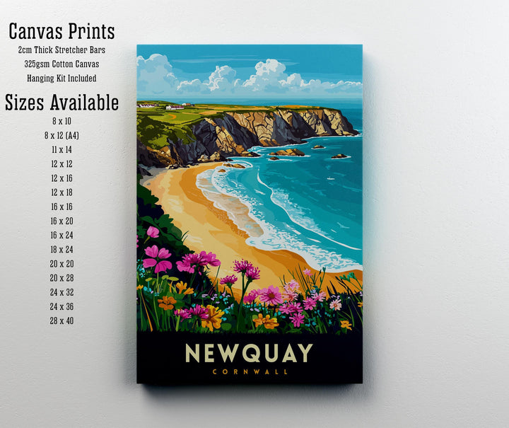 Newquay Cornwall Travel Poster Wall Art Newquay Print Cornwall Beach Art Newquay Gift Coastal Art UK Beach Lover Art