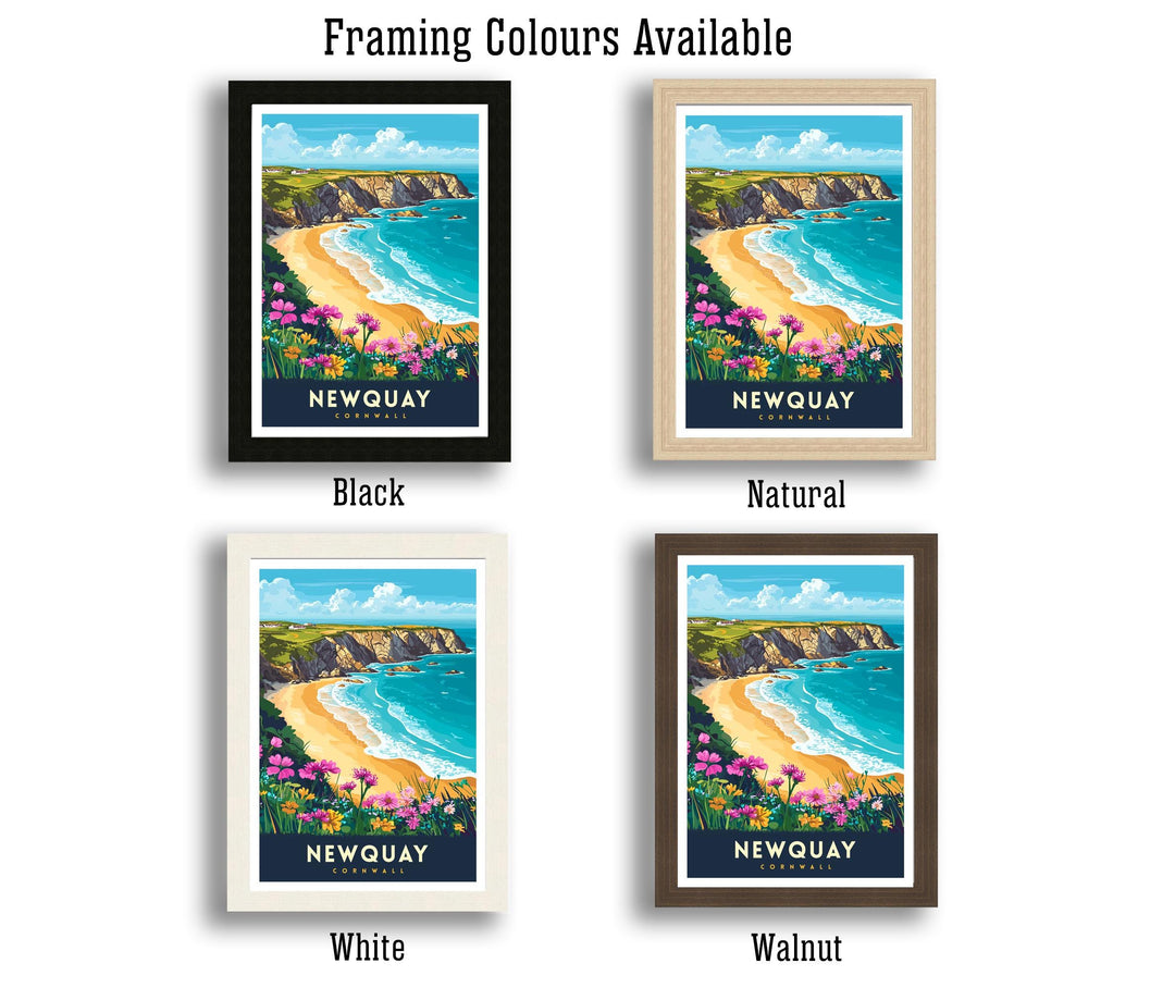 Newquay Cornwall Travel Poster Wall Art Newquay Print Cornwall Beach Art Newquay Gift Coastal Art UK Beach Lover Art