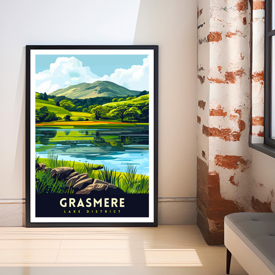 Grasmere Lake District Travel Print Grasmere Wall Decor Grasmere Home Living Decor Grasmere Illustration Travel Poster Gift For Grasmere