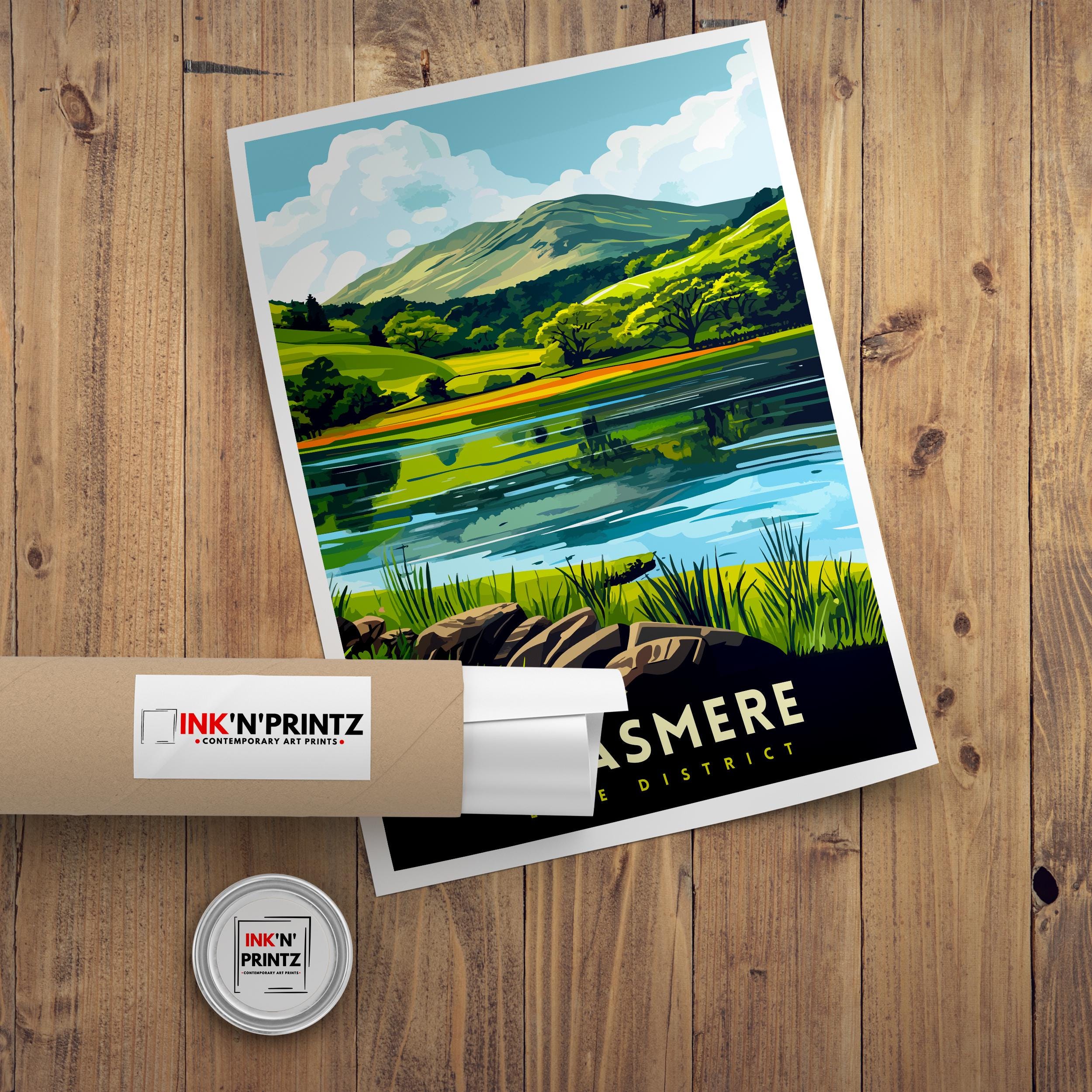 Grasmere Lake District Travel Poster Grasmere