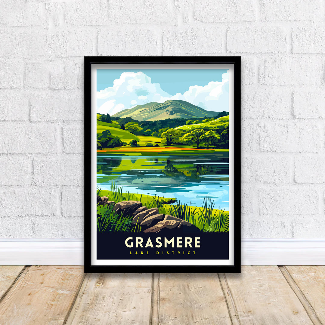 Grasmere Lake District Travel Print Grasmere Wall Decor Grasmere Home Living Decor Grasmere Illustration Travel Poster Gift For Grasmere