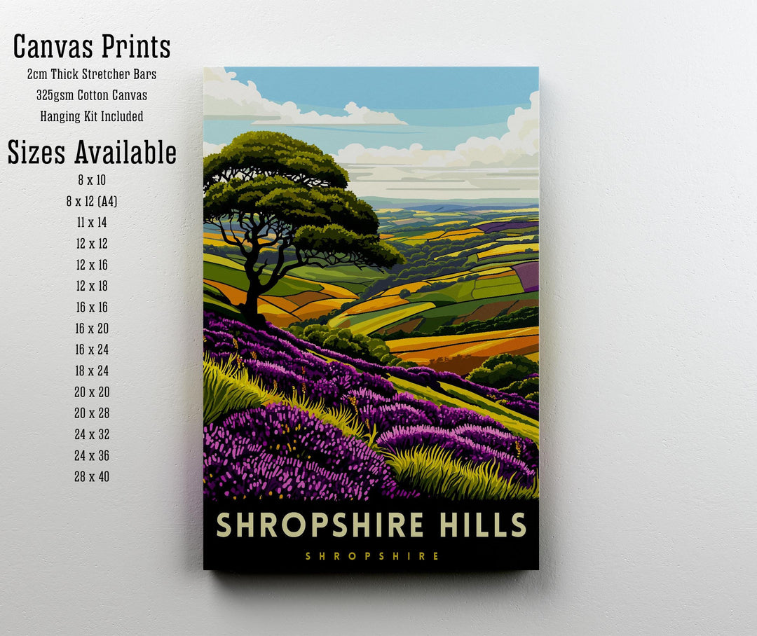 Shropshire Hills Travel Print Shropshire Wall Decor Shropshire Home Living Decor Shropshire Hills Illustration Travel Poster Gift