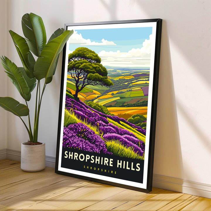 Shropshire Hills Travel Print Shropshire Wall Decor Shropshire Home Living Decor Shropshire Hills Illustration Travel Poster Gift