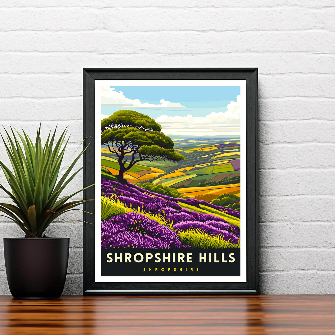 Shropshire Hills Travel Print Shropshire Wall Decor Shropshire Home Living Decor Shropshire Hills Illustration Travel Poster Gift