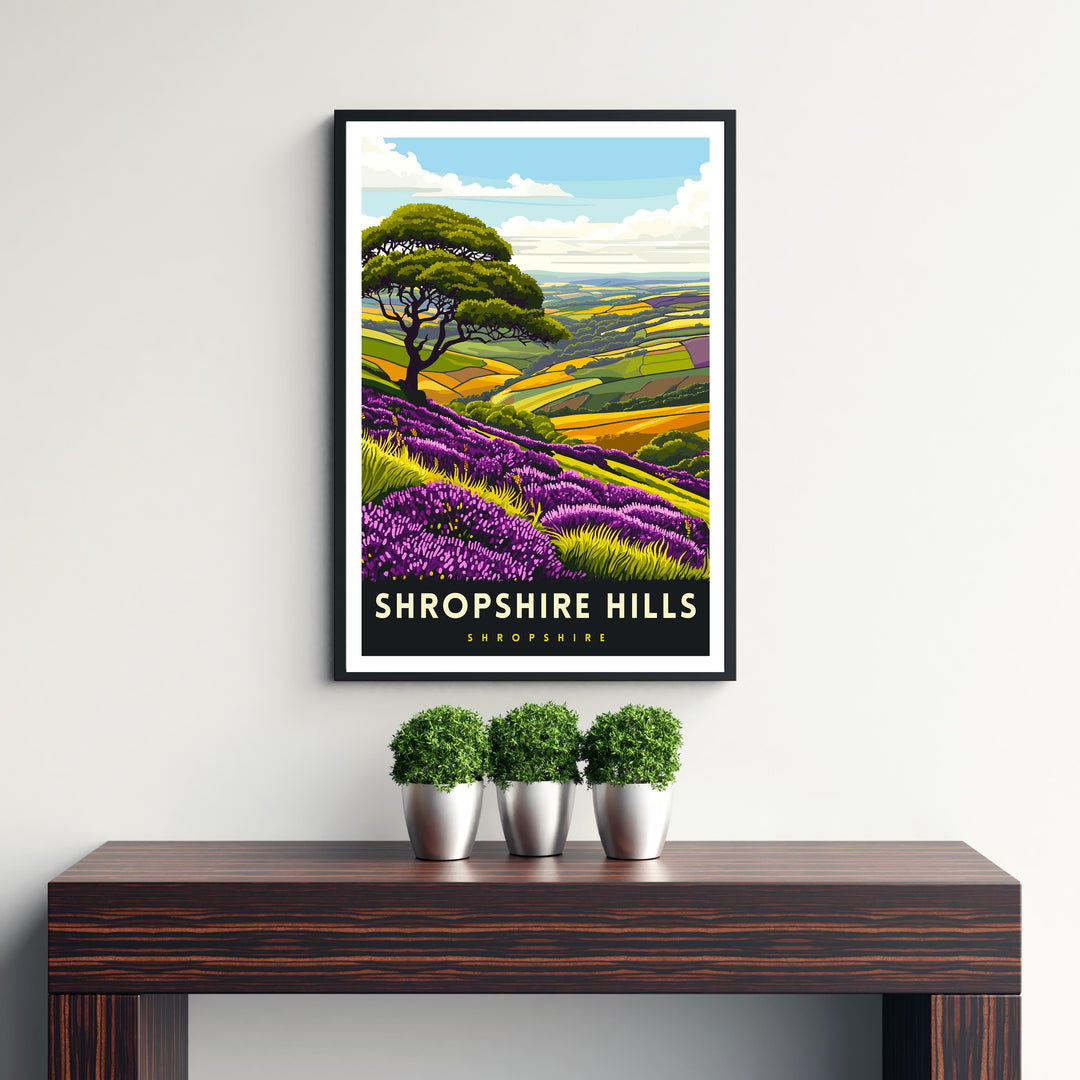 Shropshire Hills Travel Print Shropshire Wall Decor Shropshire Home Living Decor Shropshire Hills Illustration Travel Poster Gift