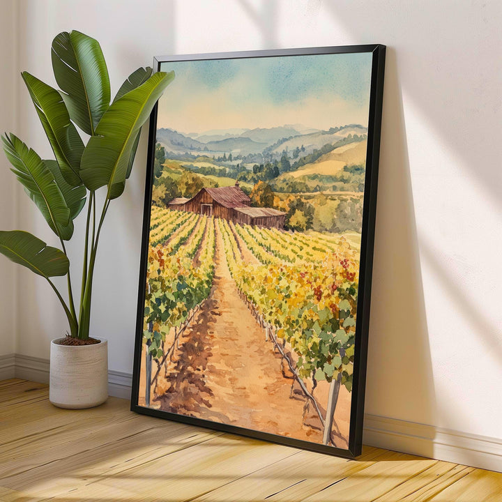 Sonoma County Watercolor Painting Wall Art Sonoma County Poster California Wine Country Art Nature Lover Gift Watercolor Art Landscape