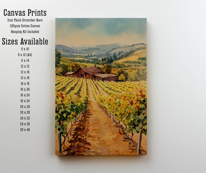 Sonoma County Watercolor Painting Wall Art Sonoma County Poster California Wine Country Art Nature Lover Gift Watercolor Art Landscape