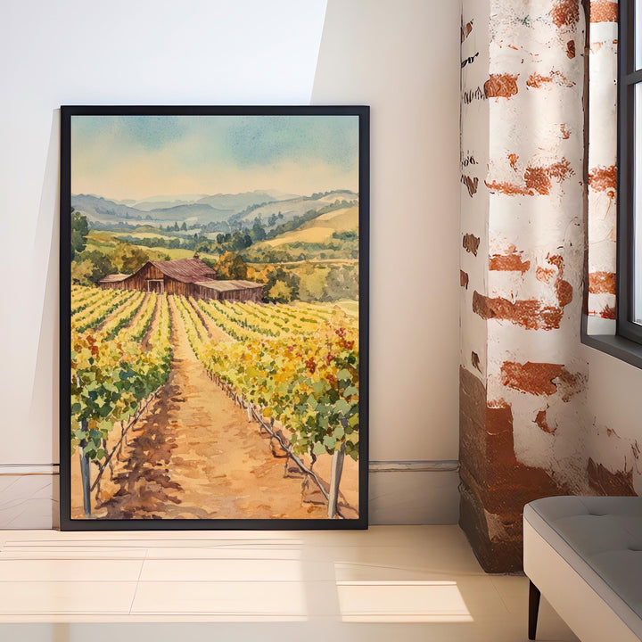 Sonoma County Watercolor Painting Wall Art Sonoma County Poster California Wine Country Art Nature Lover Gift Watercolor Art Landscape