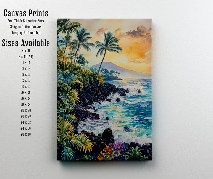 Big Island Hawaii Watercolor Painting Wall Art Big Island Poster Hawaii Coastal Art Watercolor Art Tropical Nature Lover Gift