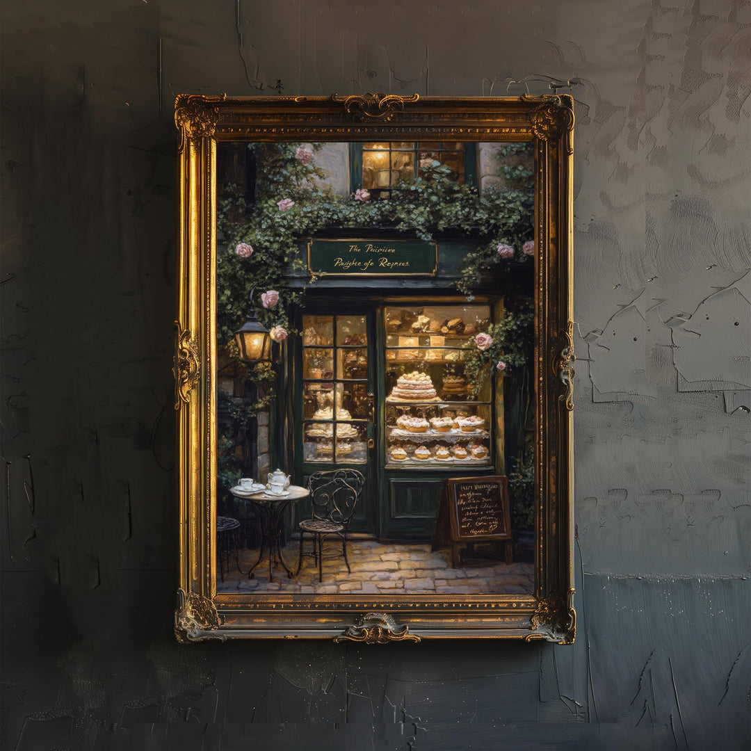 The Cake Shop Art Print Vintage Patisserie Wall Art Cottagecore Bakery Poster for Living Room Bedroom or Gallery Wall Whimsical Kitchen