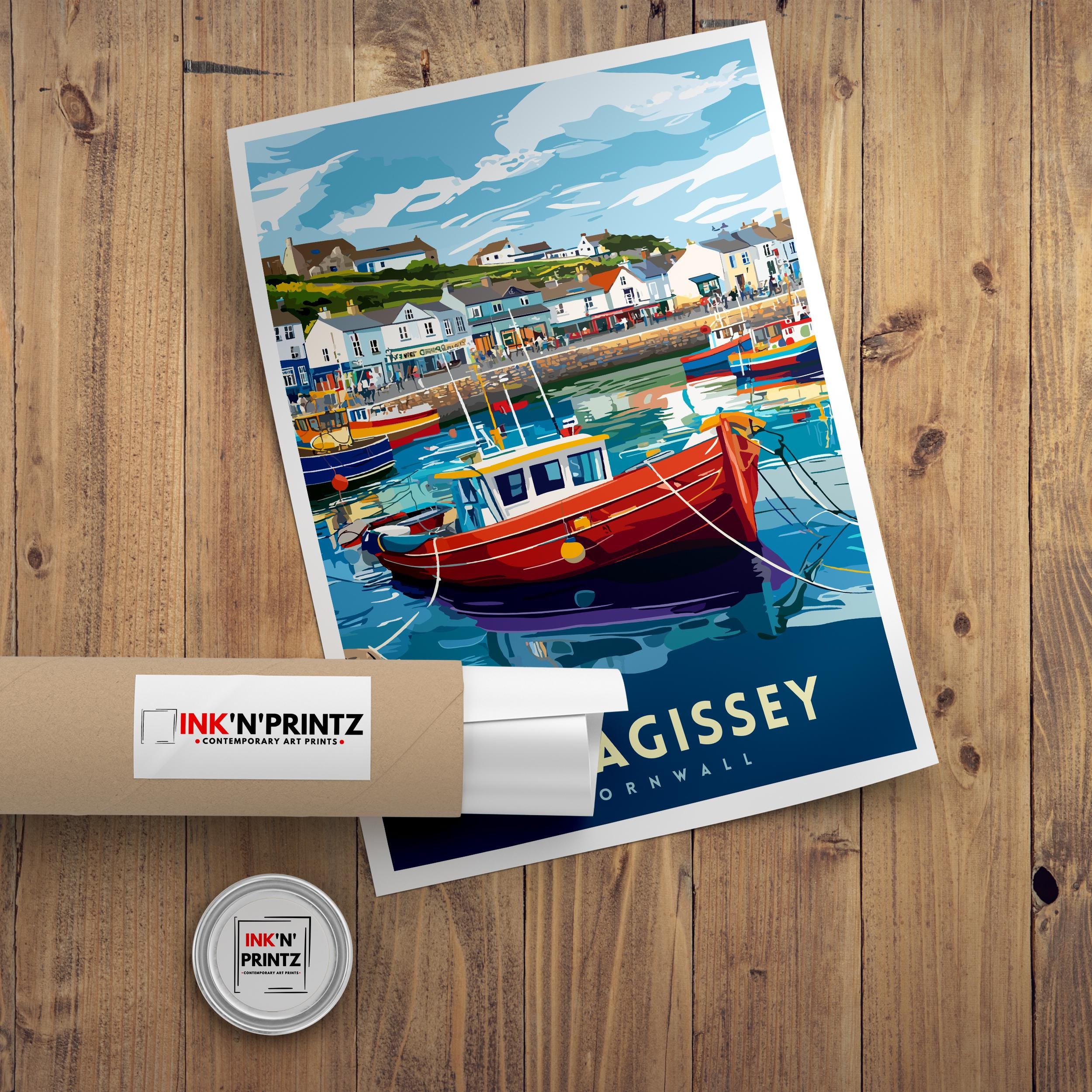 Mevagissey Cornwall Travel Poster Wall Art Mevagissey Poster Cornwall Coastal Art Fishing Village Art Mevagissey Gift