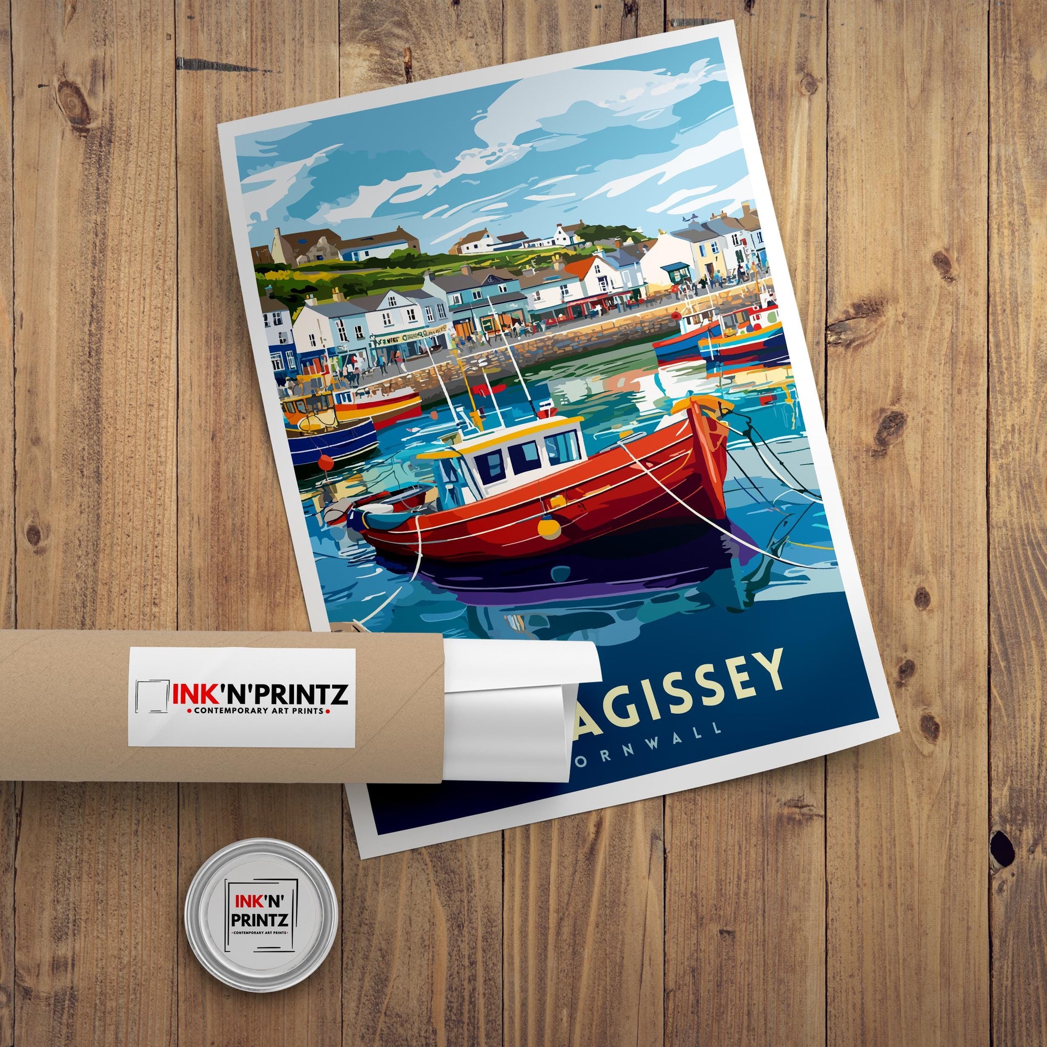 Mevagissey Cornwall Travel Poster Wall Art Mevagissey Poster Cornwall Coastal Art Fishing Village Art Mevagissey Gift