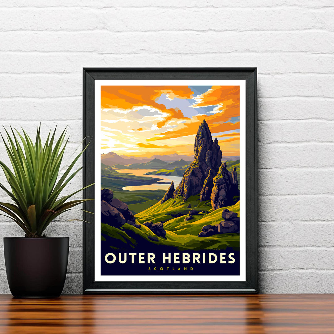 Outer Hebrides Travel Print Hebrides Wall Decor Hebrides Home Living Decor Hebrides Illustration Travel Poster Gift for Hebrides