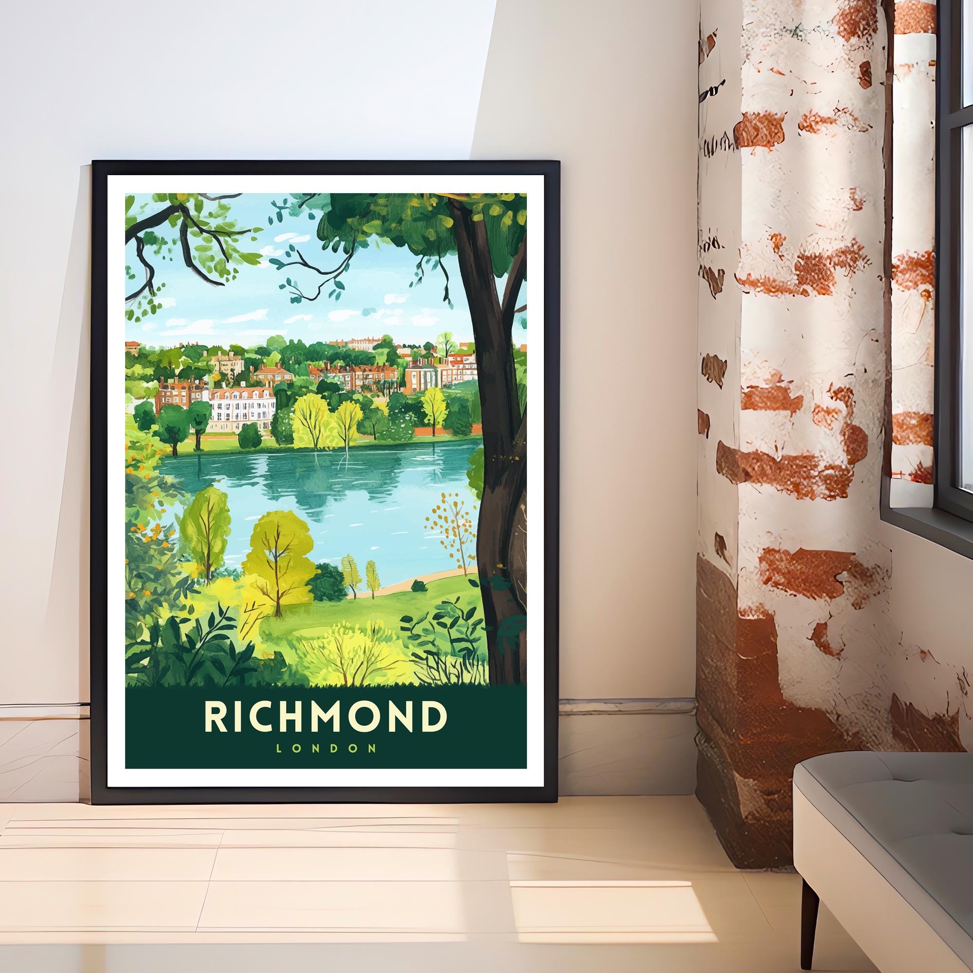 Richmond London Travel Poster Wall Art Richmond Poster London Parks Art Richmond Gift Nature Lover London Art