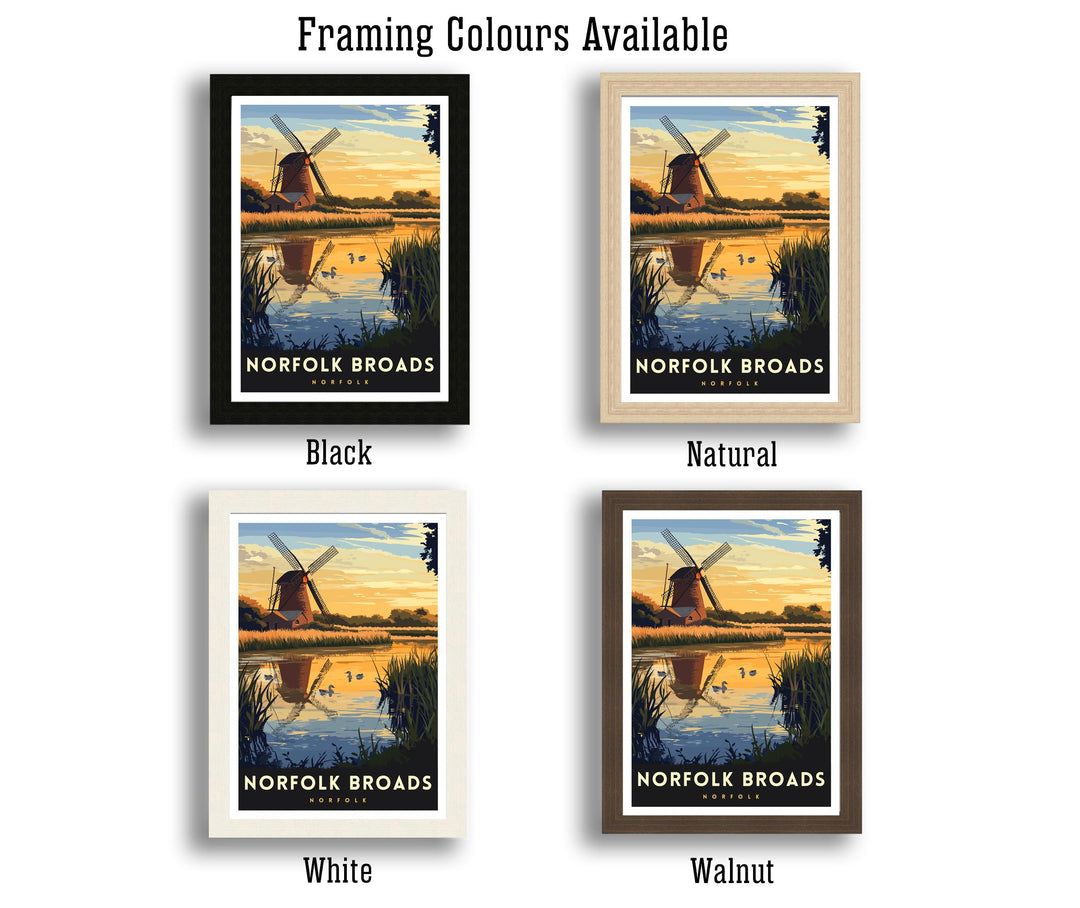 Norfolk Broads Travel Poster Wall Art UK Waterways Art Norfolk Broads Print Nature Lover Gift Boat Art River Landscape UK Countryside