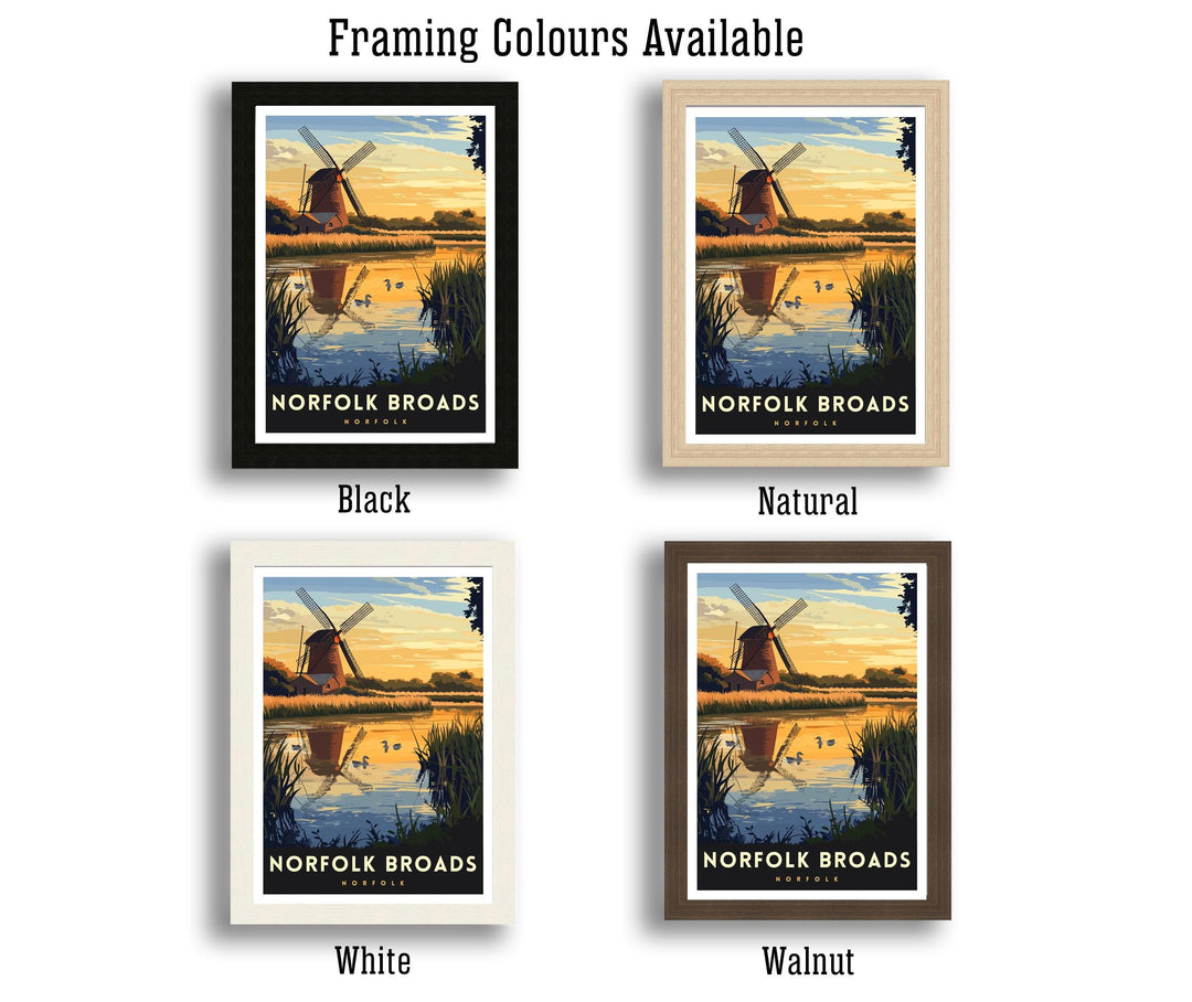 Norfolk Broads Travel Poster – UK Waterways & Countryside Wall Art