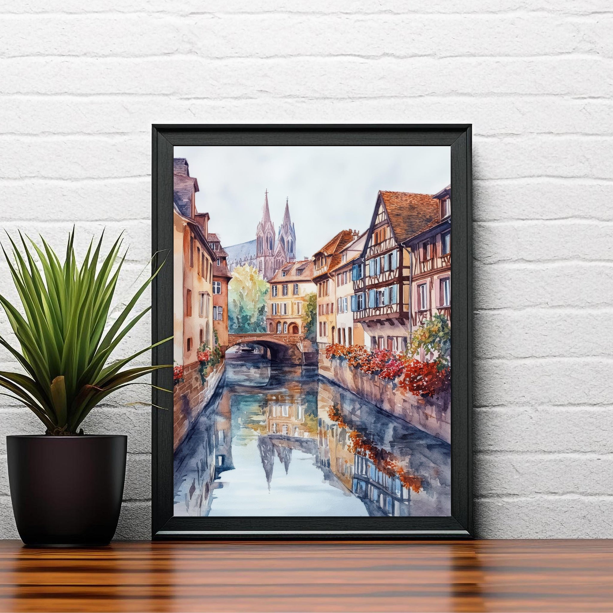Strasbourg France Watercolor Painting Wall Art Strasbourg Print European City Art Watercolor Art Scenic Views French Architecture Gift