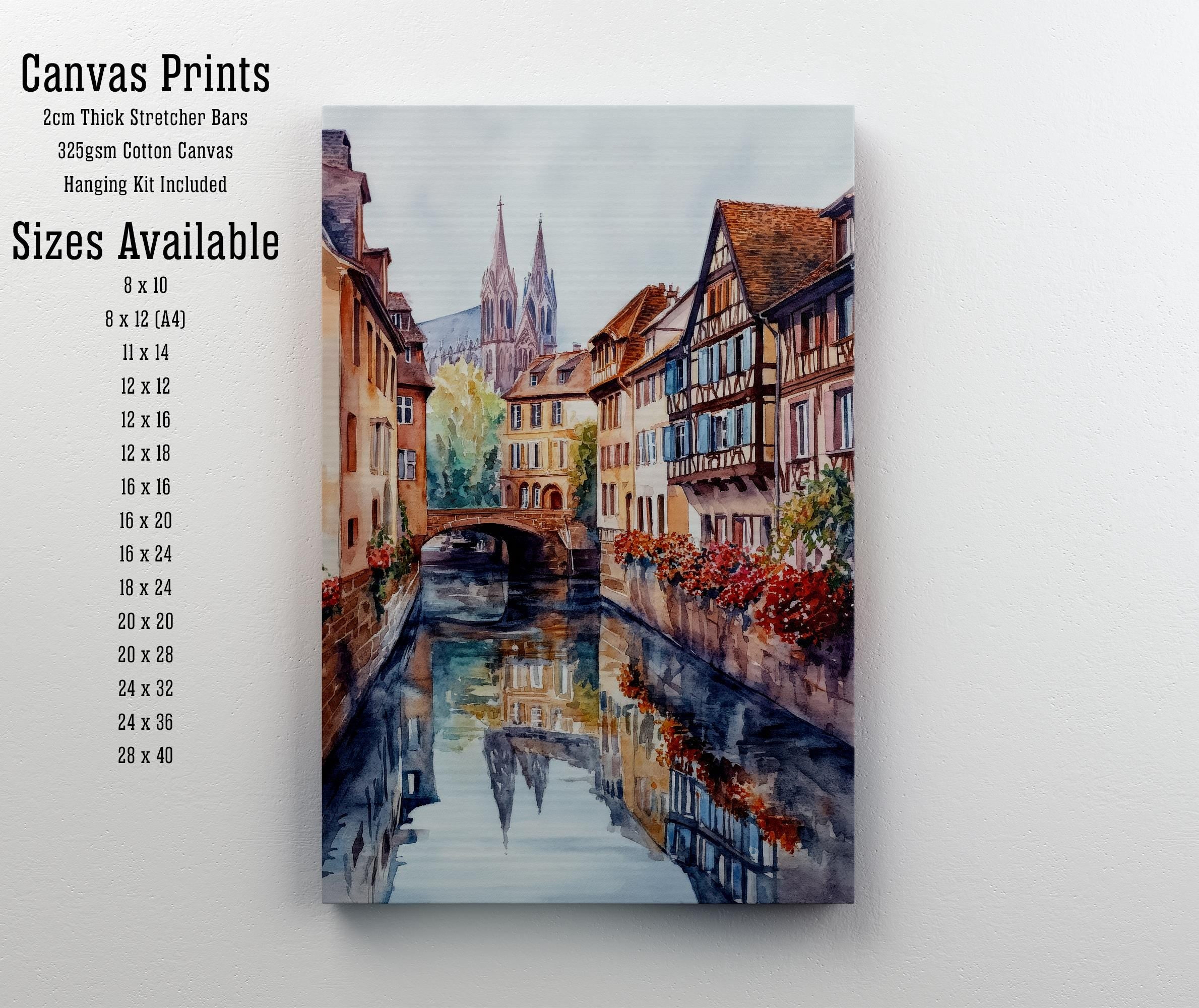 Strasbourg France Watercolor Painting Wall Art Strasbourg Print European City Art Watercolor Art Scenic Views French Architecture Gift