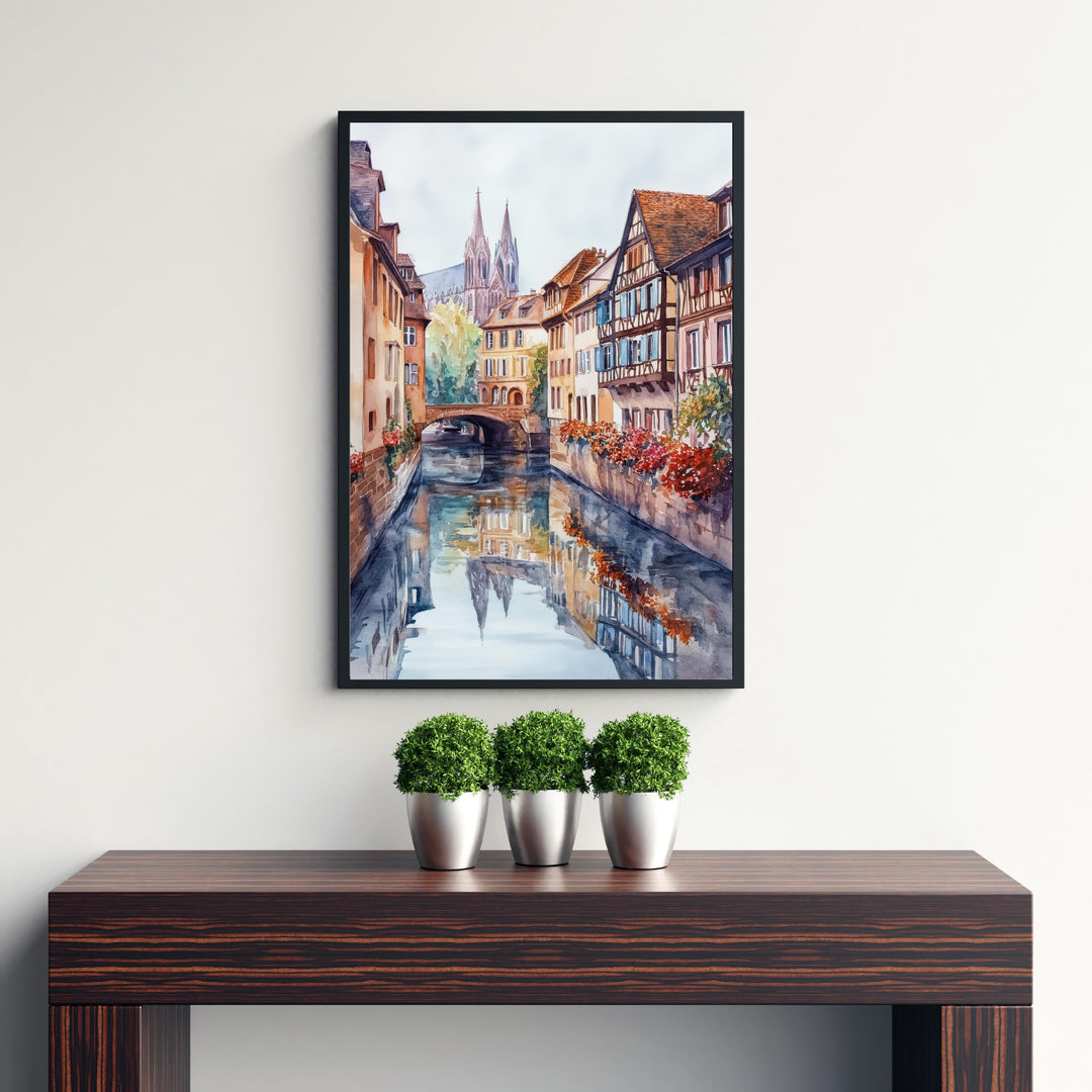 Strasbourg France Watercolor Painting Wall Art Strasbourg Poster European City Art Watercolor Art Scenic Views French Architecture Gift