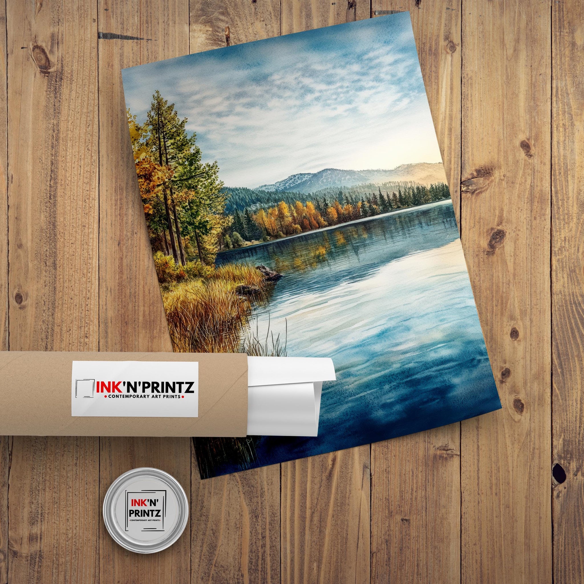 Big Bear Lake Watercolor Painting Wall Art Big Bear Lake Poster California Mountain Art Watercolor Art Scenic Views Nature Lover Gift