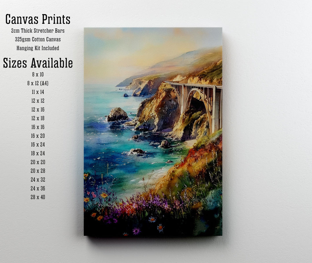Big Sur California Watercolor Painting Wall Art Big Sur Poster Coastal Art California Landscape Watercolor Art Nature Lover Gift