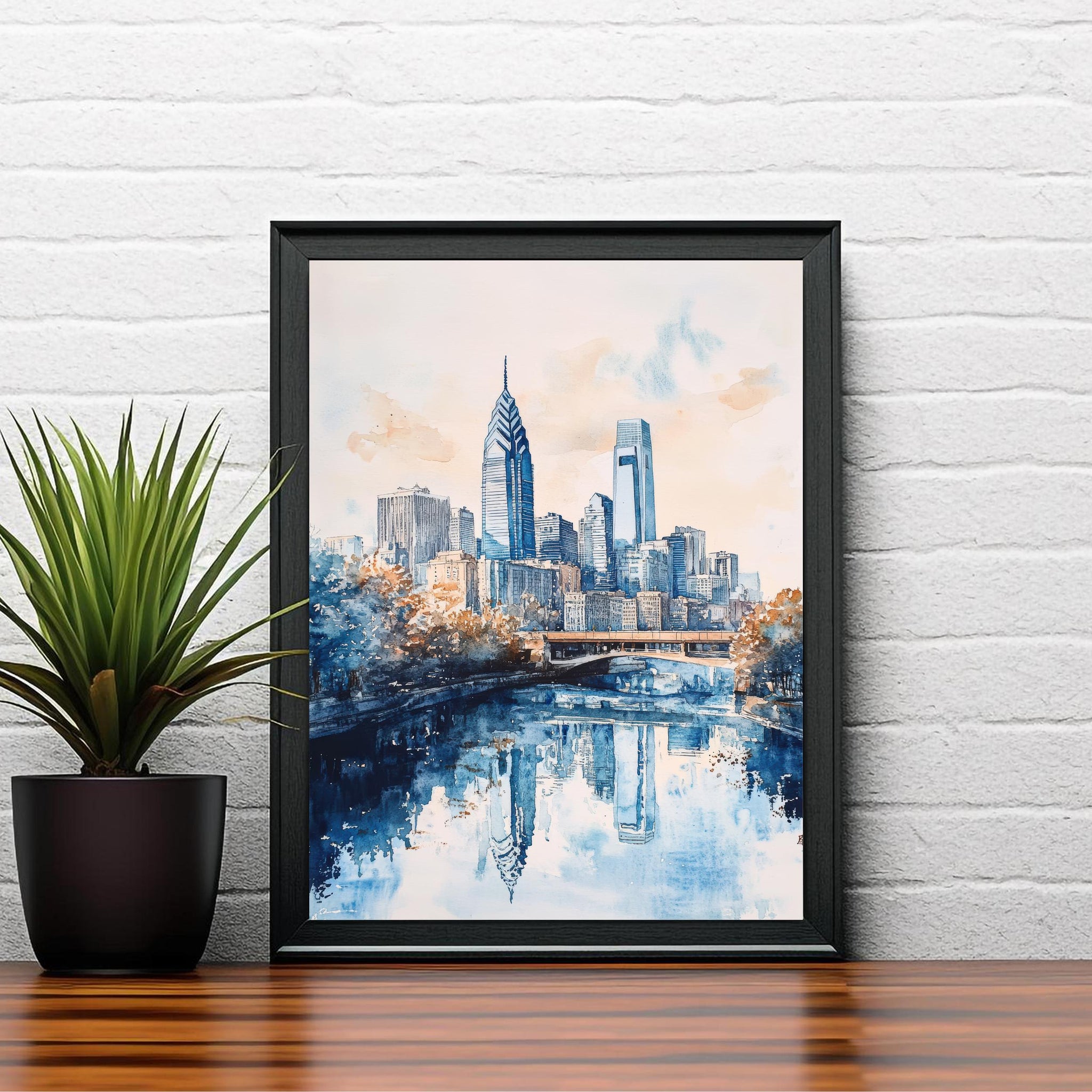 Philadelphia Watercolor Painting Wall Art Philadelphia Print Cityscape Art Watercolor Art Historic Landmarks Philly Gift Urban Decor