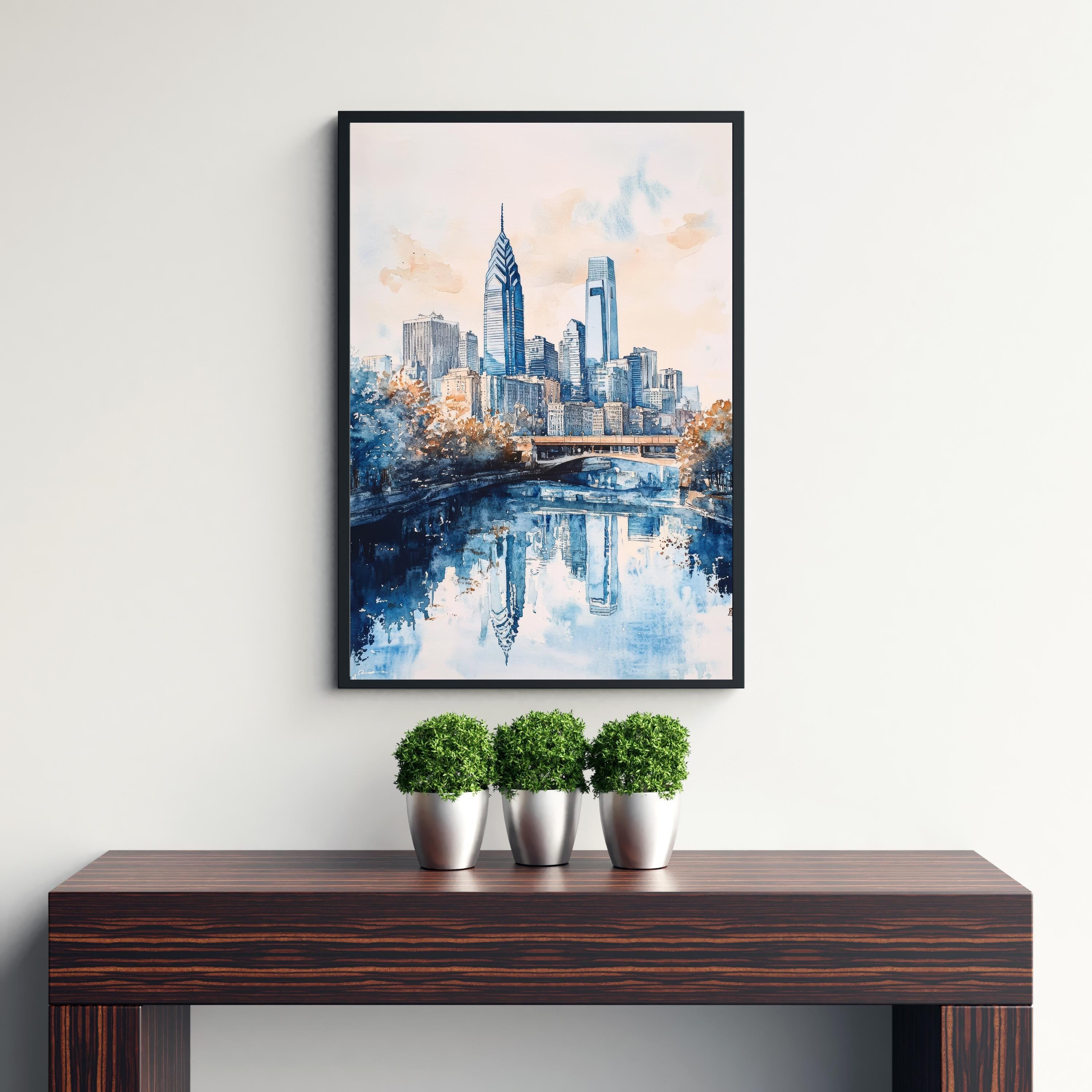 Philadelphia Watercolor Painting Wall Art Philadelphia Print Cityscape Art Watercolor Art Historic Landmarks Philly Gift Urban Decor