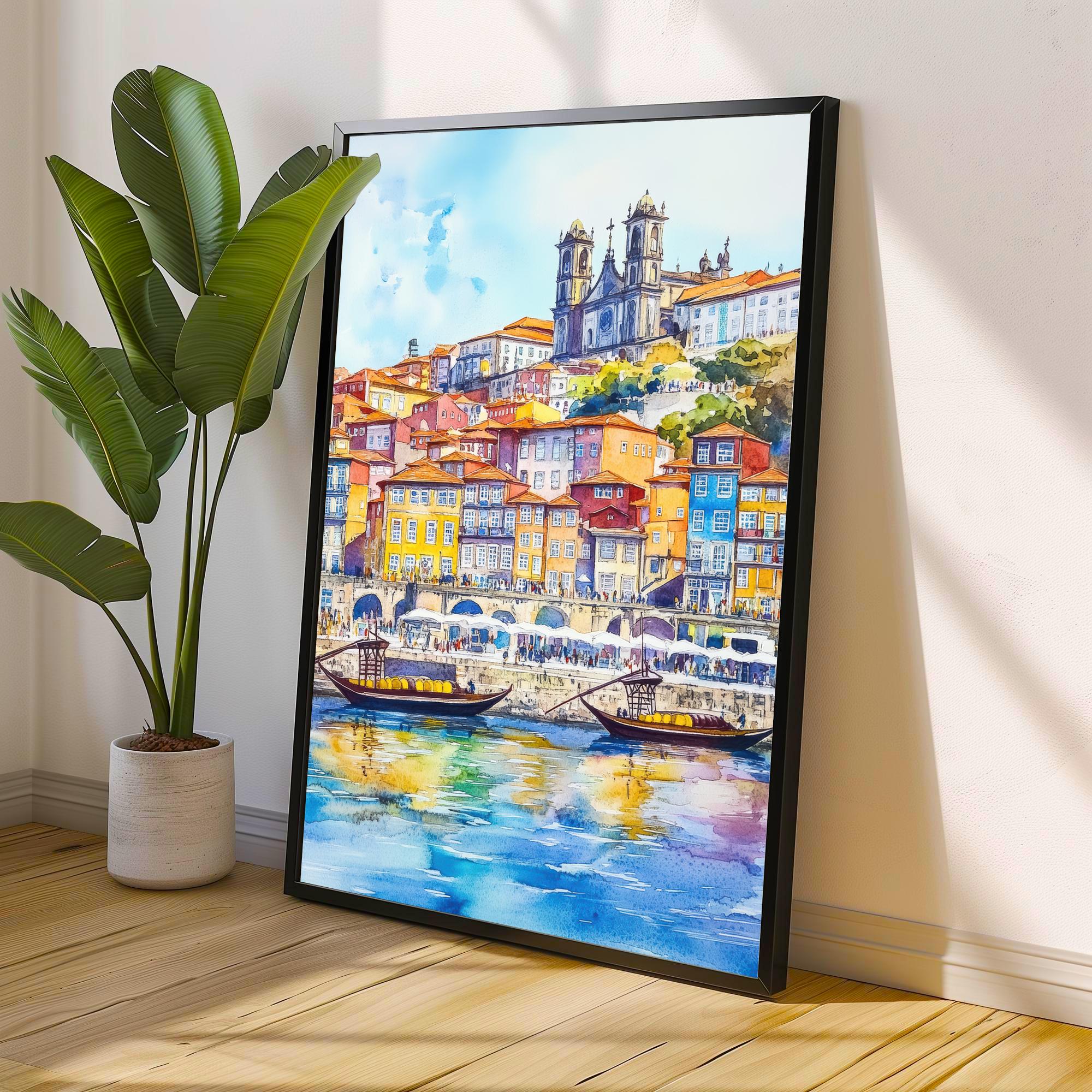 Porto Portugal Watercolor Painting Wall Art Porto Print Douro River Art Watercolor Art Scenic Views Portugal Gift Cityscape Art