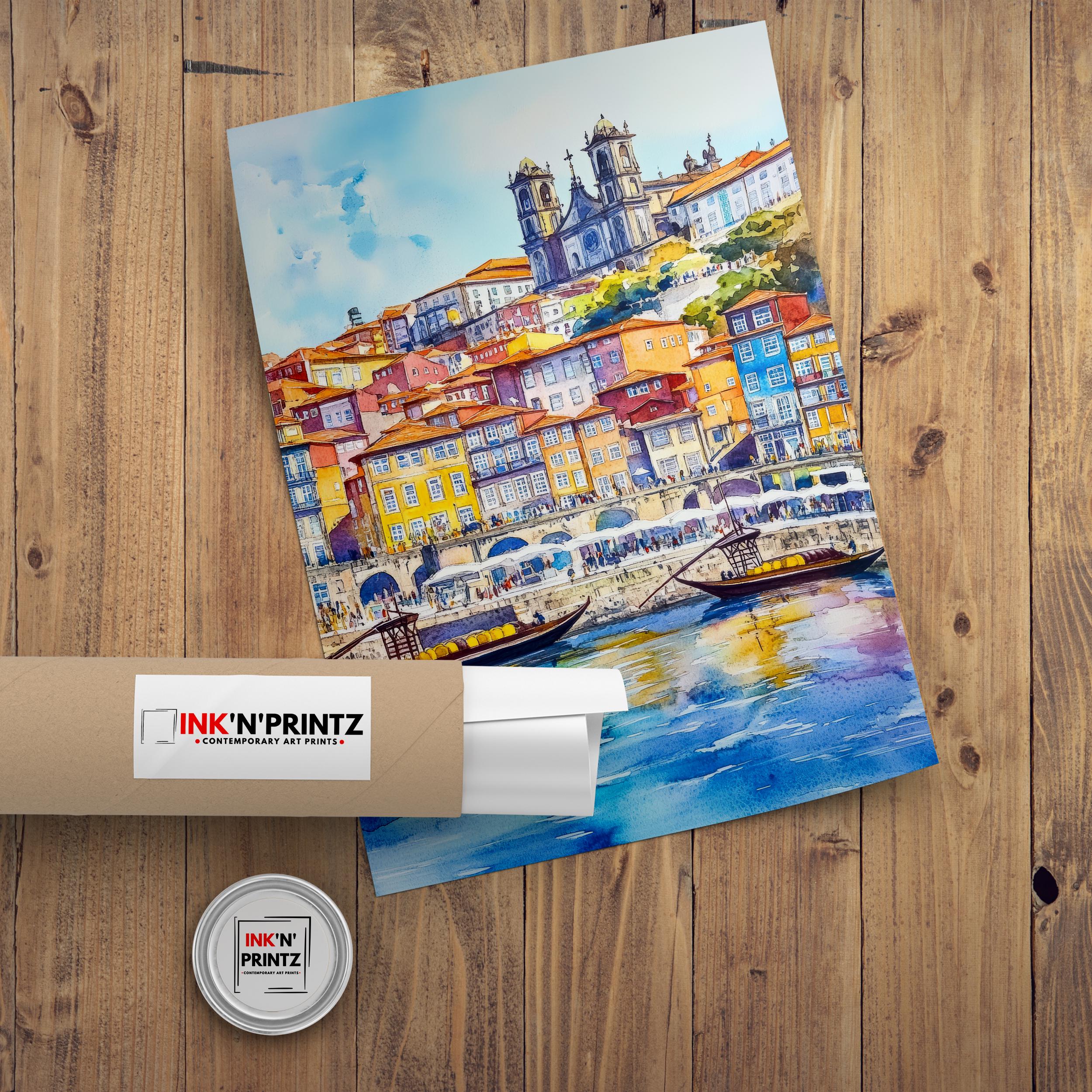 Porto Portugal Watercolor Painting Wall Art Porto Print Douro River Art Watercolor Art Scenic Views Portugal Gift Cityscape Art