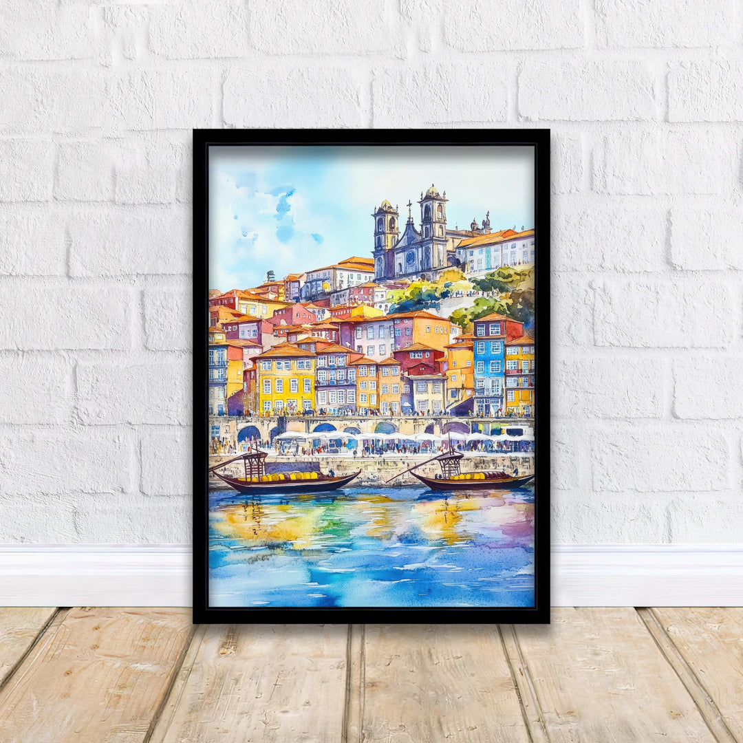 Porto Portugal Watercolor Painting Wall Art Porto Print Douro River Art Watercolor Art Scenic Views Portugal Gift Cityscape Art