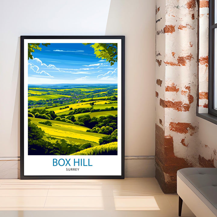 Box Hill Surrey Travel Poster – Scenic UK Countryside & Hiking Wall Art