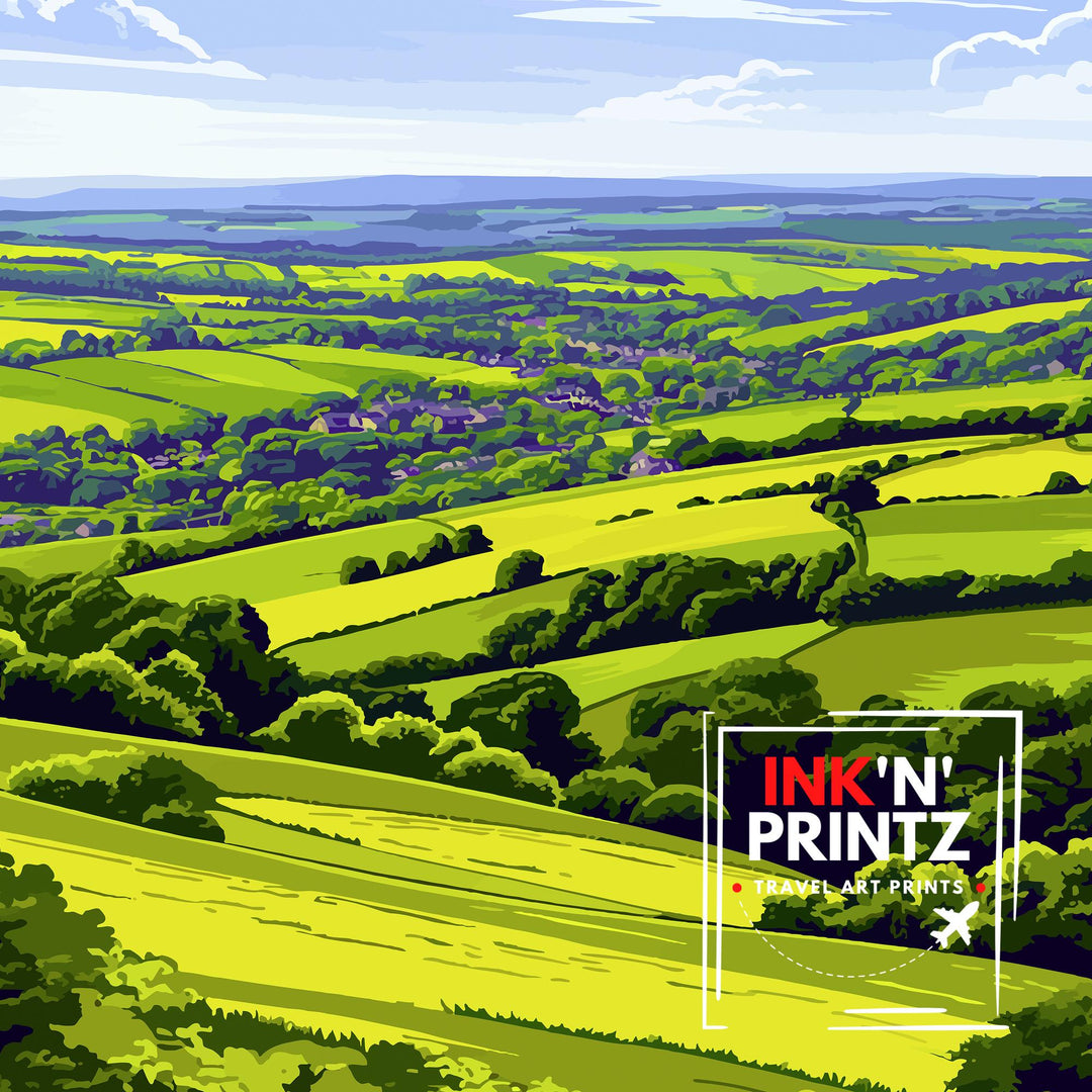 Box Hill Surrey Travel Poster Wall Art Scenic Views Box Hill Print Surrey Hills Art Hiking Nature Lover Gift UK Countryside Poster