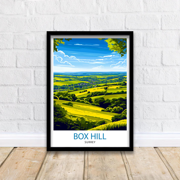 Box Hill Surrey Travel Poster – Scenic UK Countryside & Hiking Wall Art